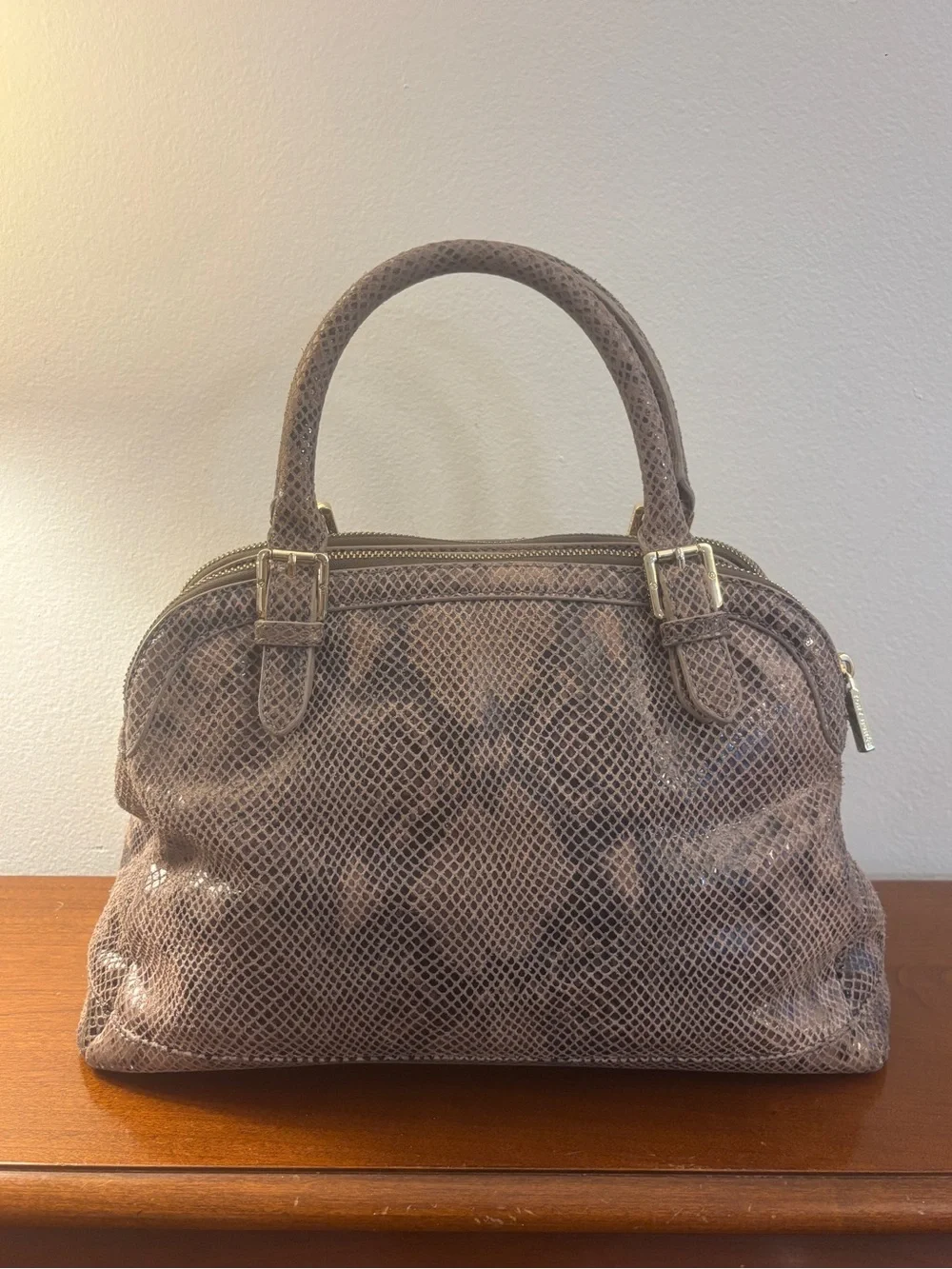 Tory Burch Catalina Python Print Leather Satchel Bag